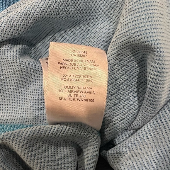 Men’s Blue Tommy Bahama Short Sleeve Polo Shirt Size Large - Picture 10 of 11